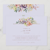Invitation Purple Peach Summer Floral Wedding Inviter QR Code (Devant / Derrière)