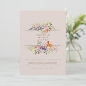 Invitation Purple Peach Summer Floral Wedding Inviter QR Code (Debout devant)