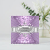 Invitation Purple Pearl & Diamond Damask Anniversaire Invitat (Debout devant)