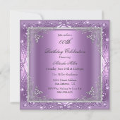 Invitation Purple Pearl & Diamond Damask Anniversaire Invitat (Dos)