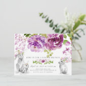 Invitation Purple Peonies Floral Pâques Brunch (Debout devant)