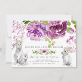 Invitation Purple Peonies Floral Pâques Brunch (Devant)