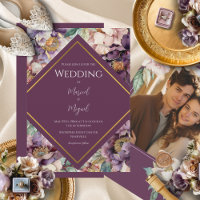 Purple Peonies Floral Photo Mariage moderne