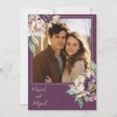 Invitation Purple Peonies Floral Photo Mariage moderne (Dos)