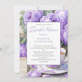 Invitation Purple Peonies White Daisies in Mason Jar | (Devant)