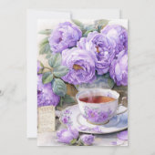 Invitation Purple Peonies White Daisies in Mason Jar | (Dos)