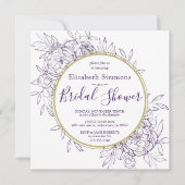 Invitation Purple Peony Fête des mariées Florale moderne (Devant)