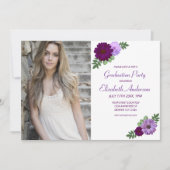 Invitation Purple Peony Floral Graduation (Devant)