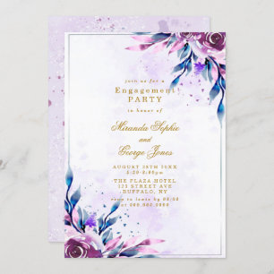 Invitation Purple Peony Gold