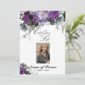 Invitation Purple PeonyCélébration de la vie Funéraire Invita (Debout devant)
