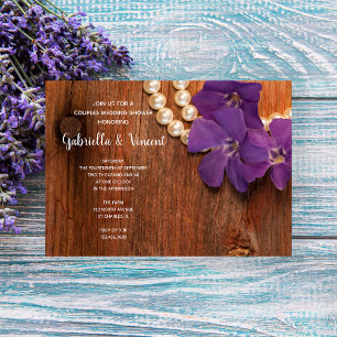 Invitation Purple Periwinkle, Pearls Barn Bois Couples Douche