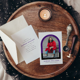 Invitation Purple Photo Arc Moderne Simple Graduation Party