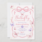 Invitation Purple Pink Bow Notre Petit Papillon Anniversaire (Devant)
