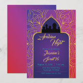 Invitation Purple Pink Gold Arabian Nights Marocain Anniversa (Devant / Derrière)