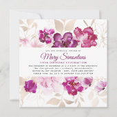 Invitation Purple Pink Gold Floral 100e fête d'anniversaire (Devant)