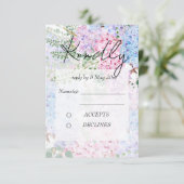 Invitation purple pink hydrangea paintings Wedding RSVP Card (Debout devant)