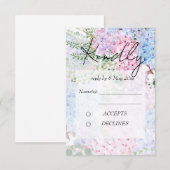 Invitation purple pink hydrangea paintings Wedding RSVP Card (Devant / Derrière)