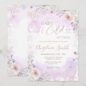 Invitation Purple Pink It’s Cold Outside Winter Baby Shower (Devant / Derrière)