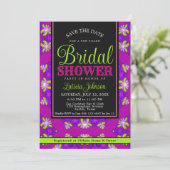 Invitation Purple Pink Lime Vert Fête des mariées moderne (Debout devant)