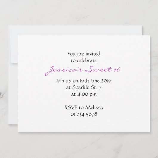 Invitation Purple Pink Ombre parties scintillant scintille Sw (Dos)