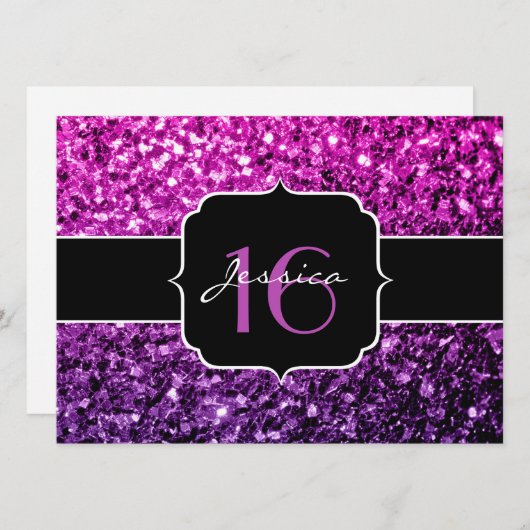 Invitation Purple Pink Ombre parties scintillant scintille Sw (Devant / Derrière)