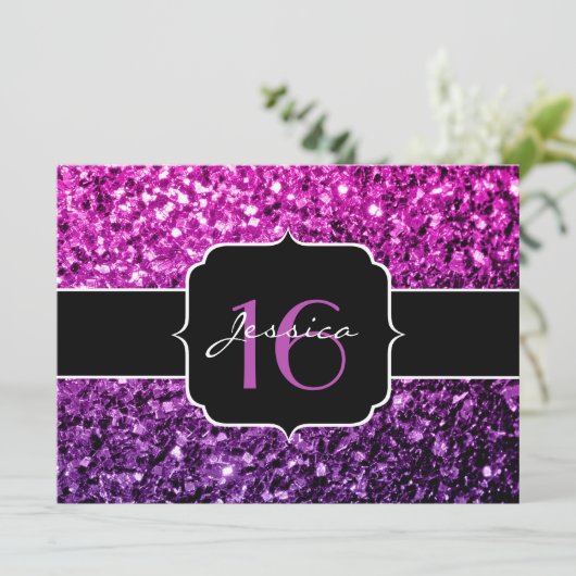 Invitation Purple Pink Ombre parties scintillant scintille Sw (Debout devant)