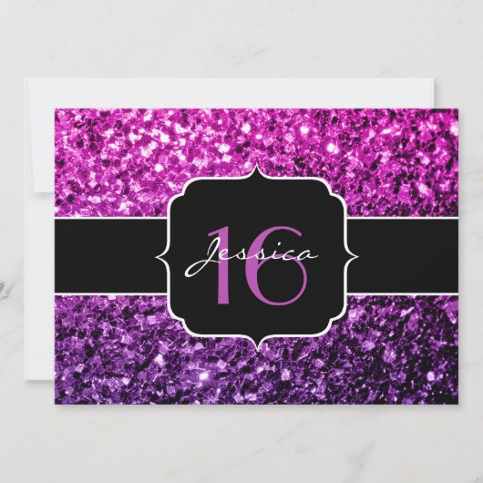 Invitation Purple Pink Ombre parties scintillant scintille Sw (Devant)
