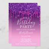 Invitation - Purple & Pink Parties scintillant Dri (Devant / Derrière)