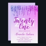 Invitation Purple Pink Sparkle Parties scintillant 21e fête d<br><div class="desc">Parties scintillant à goutte et à goutte violet et rose Ombre Fille Anniversaire 21e (vingt et unième) Anniversaire Fête Invitation. Cette invitation moderne de vingt et un 21 ans est parfaite pour la Glam Parties scintillant Girly Party qui cherche à célébrer dans le style. Veuillez contacter le concepteur pour les...</div>