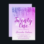 Invitation Purple Pink Sparkle Parties scintillant 21e fête d<br><div class="desc">Parties scintillant à goutte et à goutte violet et rose Ombre Fille Anniversaire 21e (vingt et unième) Anniversaire Fête Invitation. Cette invitation moderne de vingt et un 21 ans est parfaite pour la Glam Parties scintillant Girly Party qui cherche à célébrer dans le style. Veuillez contacter le concepteur pour les...</div>