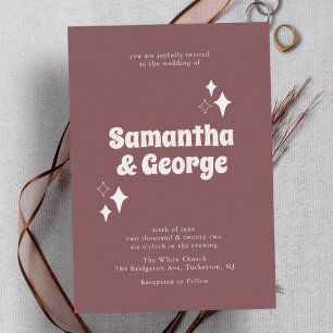 Invitation Purple Plum Moderne Typographie Rétro Mariage