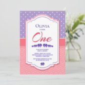 Invitation Purple Polka Dot 1ère fête d'anniversaire (Debout devant)