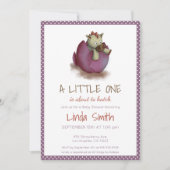 Invitation Purple Polka Dot Baby Girl Dinosaur Hatching (Devant)