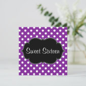 Invitation Purple Polka Dot Sweet 16 Anniversaire (Debout devant)