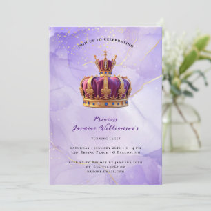 Invitation Purple Princess Crown Fairytale fête d'anniversair