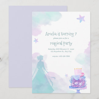 Invitation Purple Princess Girl Birthday Party