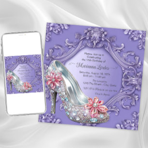 Invitation Purple Quinceañera fête d'anniversaire