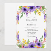 Invitation Purple Radiant Meadow Wedding (Devant / Derrière)