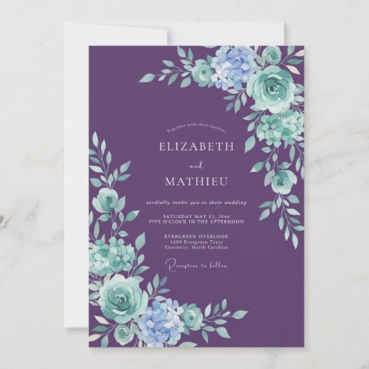 Invitation Purple Radiant Winter Wedding (Devant)