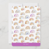 Invitation Purple Rainbow Stars Première fête d'anniversaire (Dos)