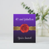 Invitation Purple Red Flower Gold Fabulous 40e (Debout devant)