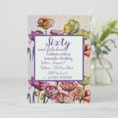 Invitation Purple Red Poppy Floral 60e anniversaire Invitatio (Debout devant)