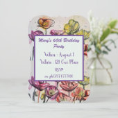 Invitation Purple Red Poppy Floral 60e anniversaire Invitatio (Debout devant)
