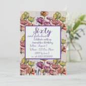 Invitation Purple Red Poppy Floral 60e anniversaire Invitatio (Debout devant)