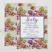 Invitation Purple Red Poppy Floral 60e anniversaire Invitatio (Devant / Derrière)
