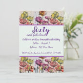 Invitation Purple Red Poppy Floral 60e anniversaire Invitatio (Debout devant)