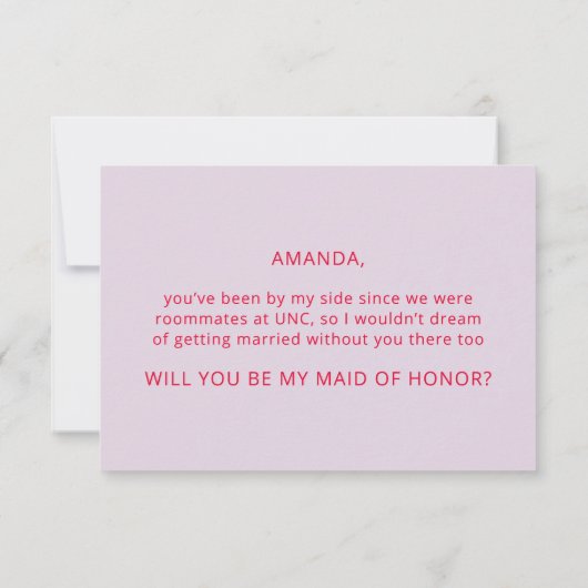 Invitation Purple & Red Serez-vous ma servante d'honneur Prop (Dos)