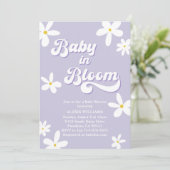 Invitation Purple Retro Baby shower Bébé En Fleur (Debout devant)