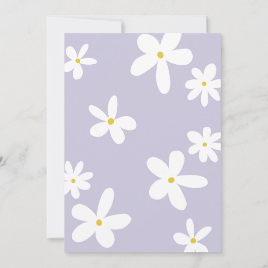 Invitation Purple Retro Daisy Six Est Un Anniversaire Vibe (Dos)