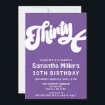 Invitation Purple Retro Super 30e anniversaire fête<br><div class="desc">Purple Retro Super 30e anniversaire Invitation de fête</div>